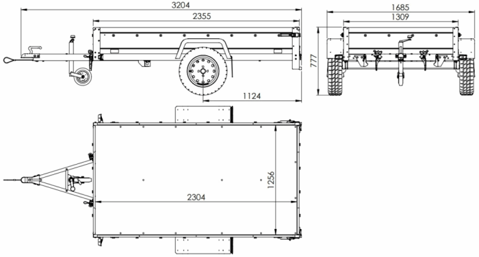 Anhänger Pkw 230×125 Garden Trailer 230 KIPP Unitrailer 750 kg mit Stützrad, Hochplane und Hochspriegel – Bild 7