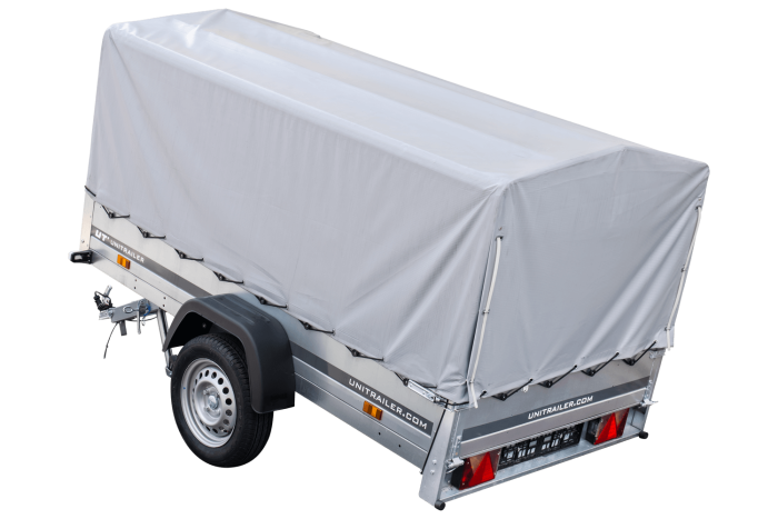 Anhänger Pkw 230×125 Garden Trailer 230 KIPP Unitrailer 750 kg mit Stützrad, Hochplane und Hochspriegel – Bild 2