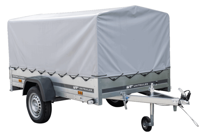 Anhänger Pkw 230×125 Garden Trailer 230 KIPP Unitrailer 750 kg mit Stützrad, Hochplane und Hochspriegel – Bild 4