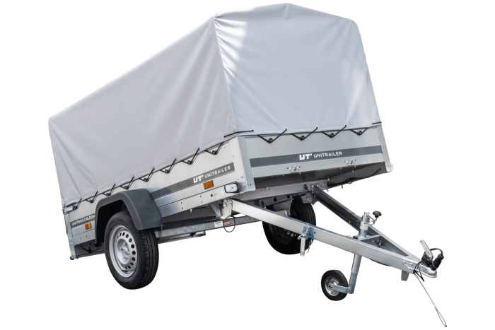 Anhänger Pkw 230×125 Garden Trailer 230 KIPP Unitrailer 750 kg mit Stützrad, Hochplane und Hochspriegel – Bild 5
