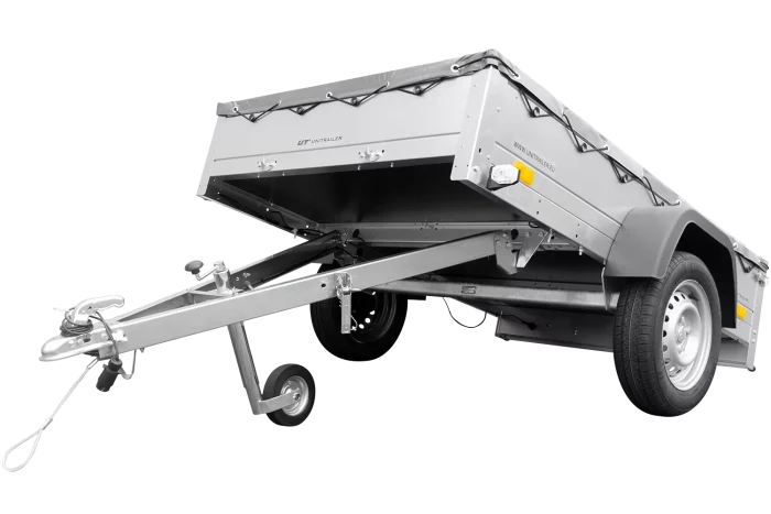 Anhänger für Pkws Garden Trailer 201 KIPP 200×125 cm 750 kg [mit Flachplane, Stützrad und Flachplaneträger] – Bild 3