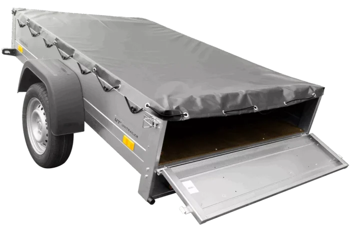 Anhänger für Pkws Garden Trailer 201 KIPP 200×125 cm 750 kg [mit Flachplane, Stützrad und Flachplaneträger] – Bild 1