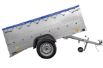 Anhänger mit faltbarer Deichsel GARDEN TRAILER 230 KIPP mit zusätzlichen Bordwänden, Stützrad und blauer Flachplane – Bild 6