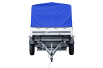 Auto Anhänger 230×125 Garden Trailer 230 KIPP Unitrailer 750 kg mit Stützrad, blauer Hochplane und Hochspriegel – Bild 6
