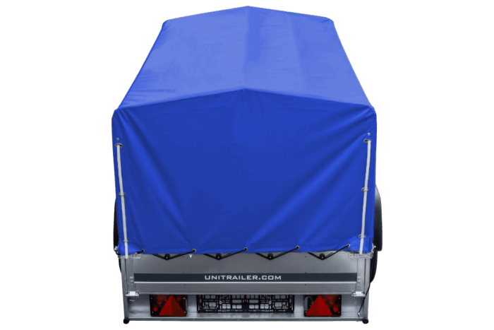 Auto Anhänger 230×125 Garden Trailer 230 KIPP Unitrailer 750 kg mit Stützrad, blauer Hochplane und Hochspriegel – Bild 7