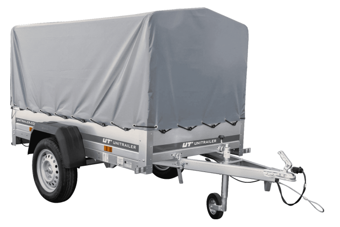 Tieflader Pkw Anhänger Garden Trailer 200 KIPP 200×106 cm 750 kg [mit Hochspriegel, Hochplane und Stützrad] – Bild 1
